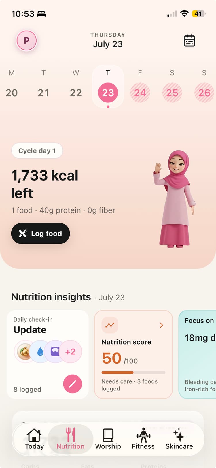 muslimah.health nutrition dashboard