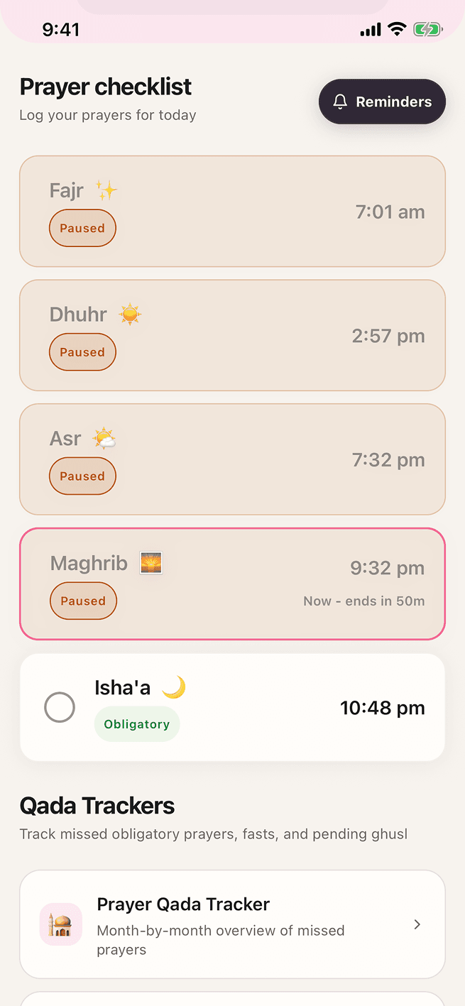 muslimah.health worship guidance screen